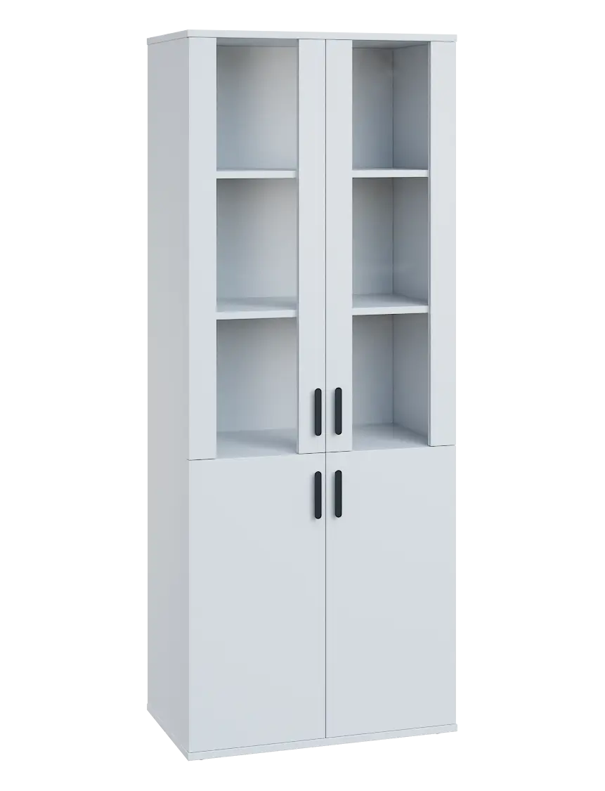 LN 5 - 7DS kancelářská skříň, 4-dveřová/prosklená, 1822x720x400, bílá